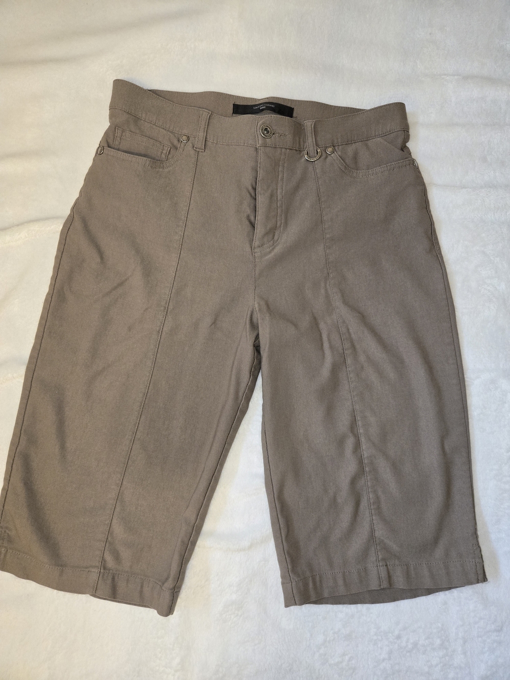 Simon Chang Taupe Flat-Front Women's Shorts